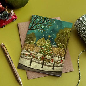 Illustrazione quadrata dell'albero di Natale - Biglietto di Natale