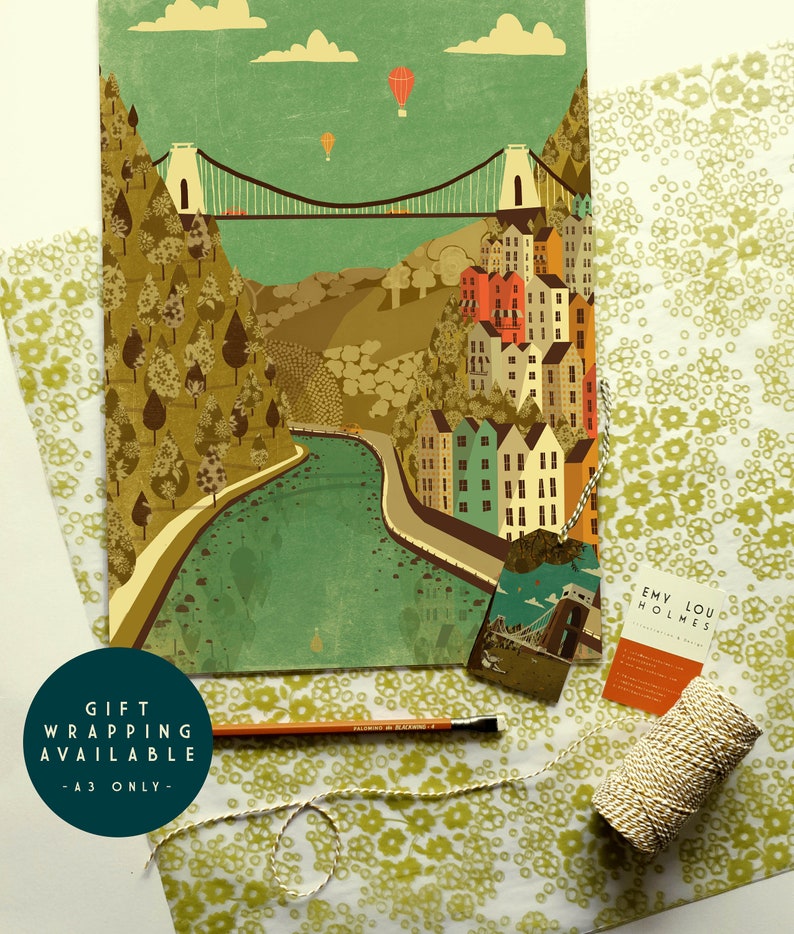 Bristol Clifton Suspension Bridge Illustration Poster A3 A2 Etsy UK