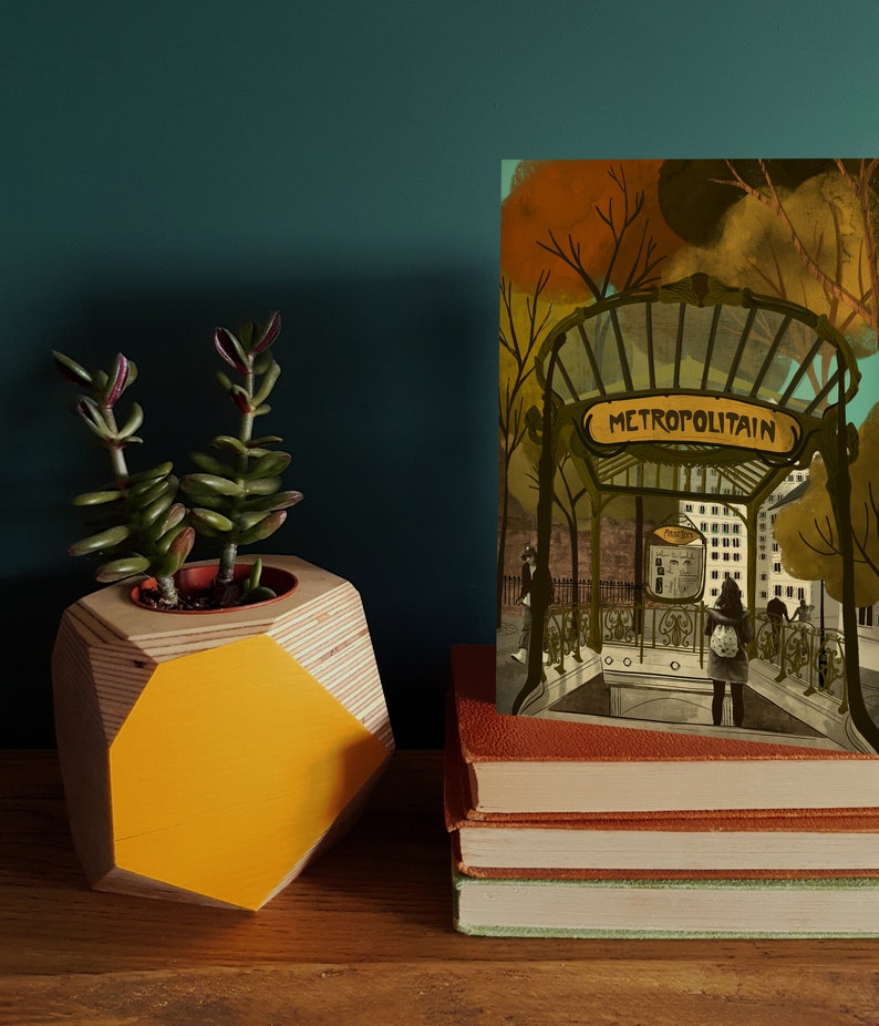 Paris Metro of Paris Art Nouveau Illustration Card image 3