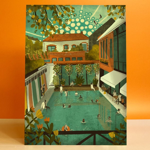 Bristol Lido Illustration Print A3