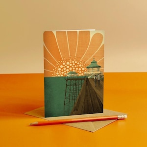 Cartão de aniversário com ilustração do Clevedon Pier
