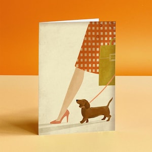 Cartão de ilustração de cachorro salsicha dachshund