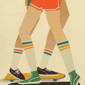 Skateboarding 1970s Illustration Poster A4 A3 A2 image 2