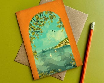 Clevedon Pier Sugar Lookout Illustration Card