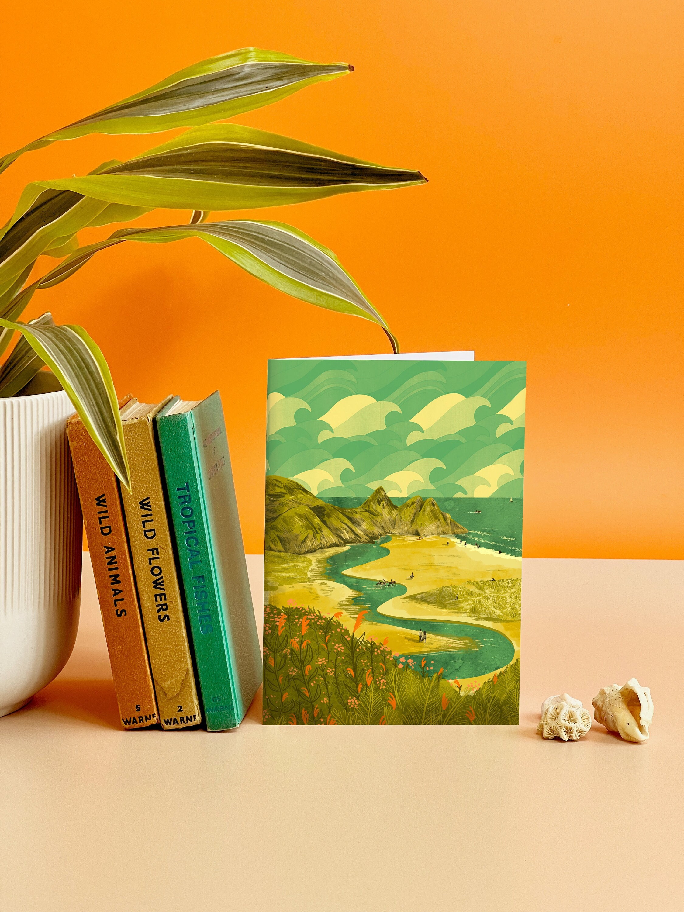 Illustratiekaart Three Cliffs Bay Gower, Zuid-Wales