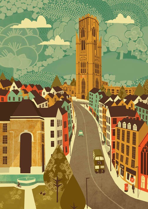 Bristol Park Street Illustration Poster A3 - Etsy