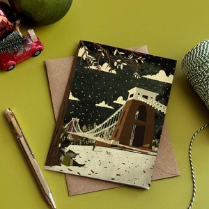 Bristol Clifton Suspension Bridge View Christmas Card image 2