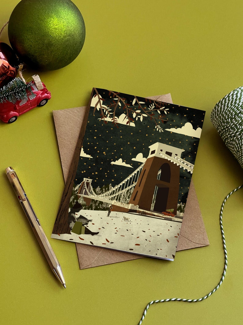 Bristol Clifton Suspension Bridge View Christmas Card image 2