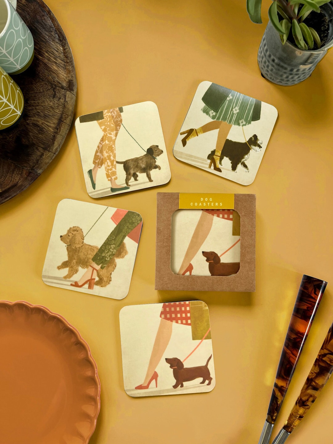 Dog Coasters Illustration Set of 4 Etsy UK