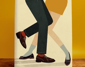 Northern Soul Dancing Couple Illustration Print A3 | A2 | A1