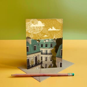 Paris Rooftops of Paris Illustration Card