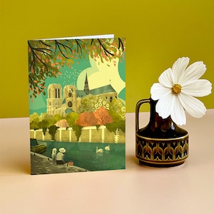 Paris Notre Dame Gardens Illustration Card