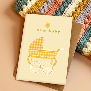 Neue Baby Vintage Kinderwagen Illustration Karte