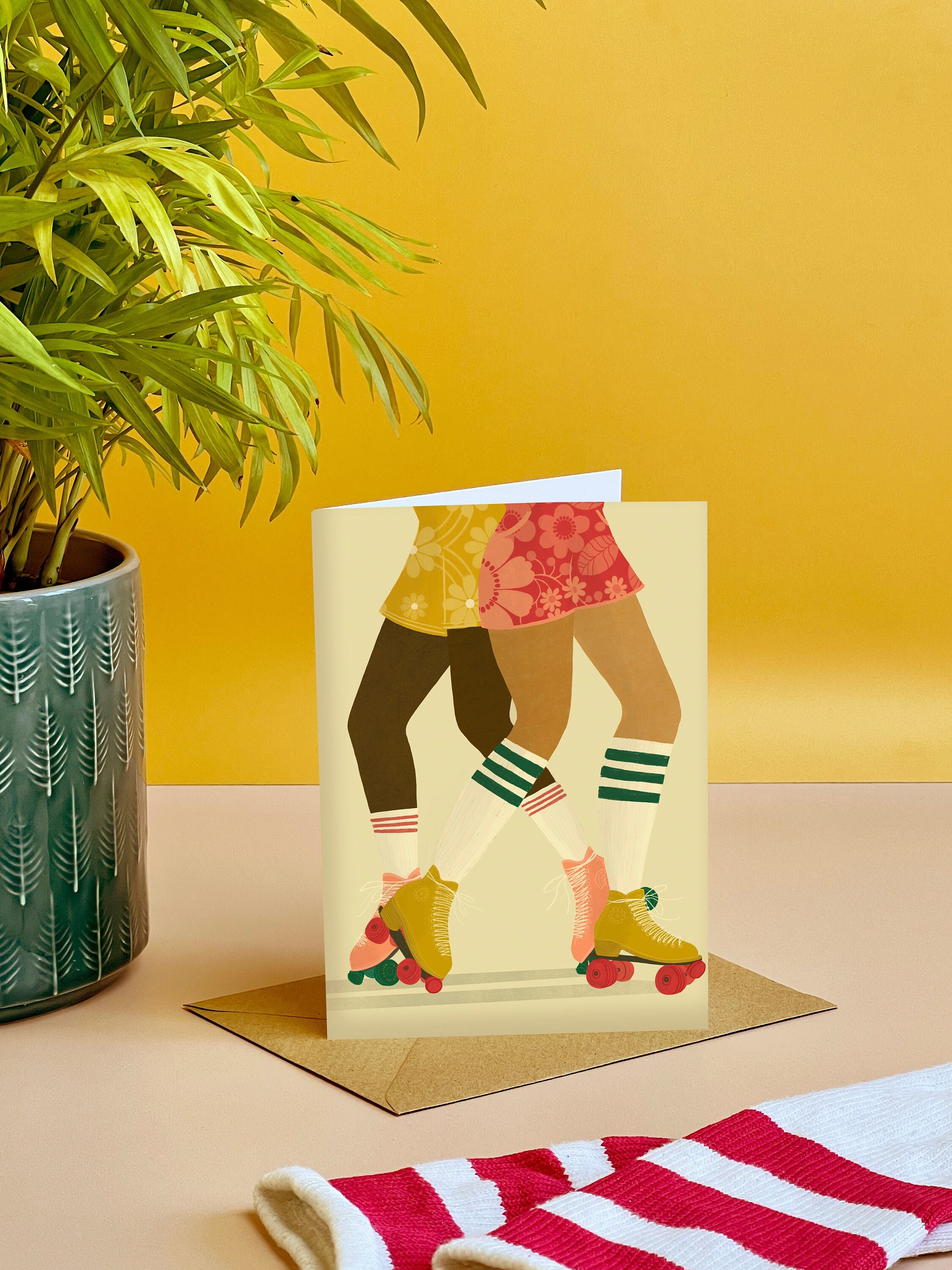 Roller Skating Illustration Card