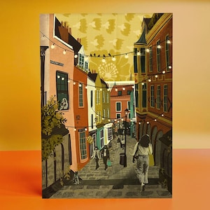 Stampa illustrazione Bristol Christmas Steps A3
