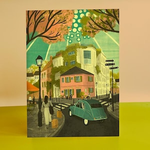Paris Montmartre Cafe Illustration A3 Print