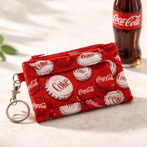 Cotton Fabric Coca-Cola Key Fob ID Pouch