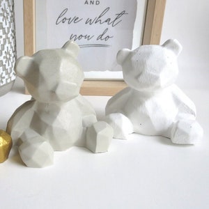Ourson en béton peint - Ensemble familial - Décor de chambre de bébé - Cadeau - Statue - Ours en ciment-Baby shower