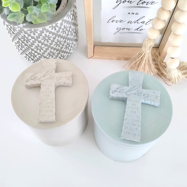 Cross Concrete Storage Container - Jar - Jesus - Christian - Memories - Ashes - Special - Gift - Storage - Box