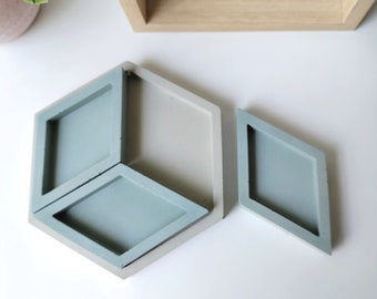 Hexagon Trinket Dish -Jewelry Tray- Concrete Tray- Sectional trays- Gift set- Geometrical Shape