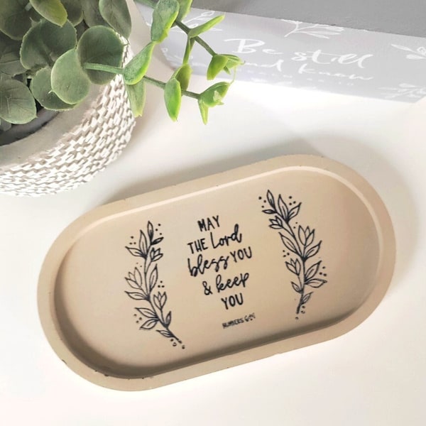 Oval Trinket Dish -Jewelry Tray- Concrete Tray- Gift - Scripture - Bible - Verse - Home - Decor - Aesthetic - Minimal - Cute - Beautiful