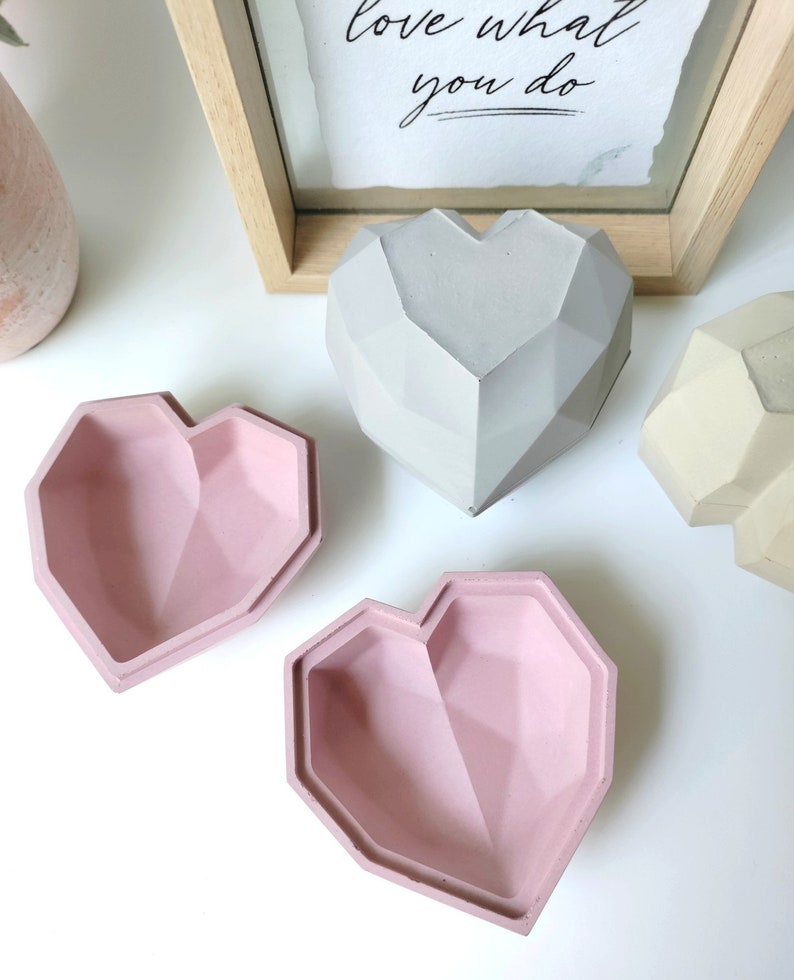 Geometric Heart Box Jewelry Box Trinket tray Gift box Valentines Love Favors Container Storage 画像 2