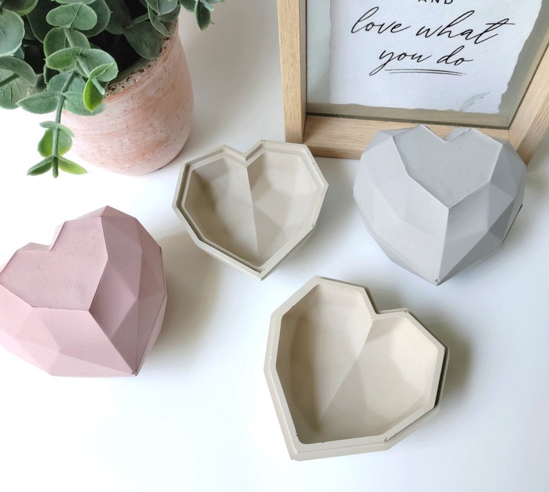 Geometric Heart Box Jewelry Box Trinket tray Gift box Valentines Love Favors Container Storage 画像 1