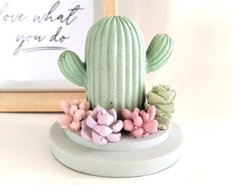 Concrete diffuser- for Essential oils- Fragrance oils- Cute decorative piece- Home decor- Gift- Succulents and Cactus love - Aroma Stones