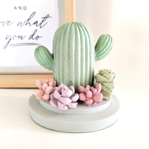 Concrete diffuser- for Essential oils- Fragrance oils- Cute decorative piece- Home decor- Gift- Succulents and Cactus love - Aroma Stones