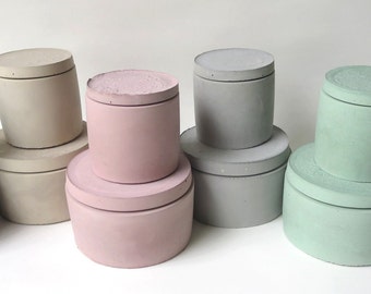 Concrete Pinch Pot -Salt Cellar- Pinch Bowl with Lid- Kitchen Gifts- Kitchen storage- container- jar- candle vessel