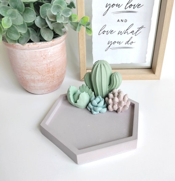 Kaktus Mix Hexagon Schmuckschale, Schmuck, Beton, nettes Geschenk,  geometrisch, personalisiert, Gastgeschenke, Wohnkultur, Raumdekoration,  Sukkulenten - Etsy.de