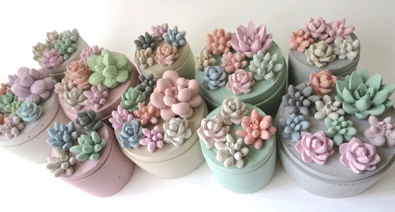 Large Concrete Succulents Container Vessels Jar with lid Trinket Dish Candle Decorative Piece Home Decor Gifts image 6