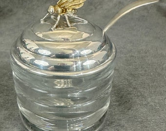 Art Deco Periode R Blackinton Honigglas Sterling Silber Glas Goldwash Bee Finial