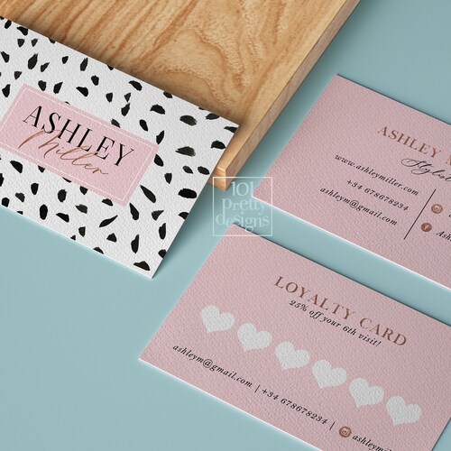 Pink Business Card Design Blush Printable Business Card Design Etsy