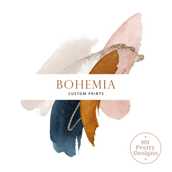 Boho Logo desin Abstract Logo Branding kit Retro Logo Modern Logo Premade Logo Design Watercolor logo Bohemian Beauty logo Paint logo artist Il_570xn