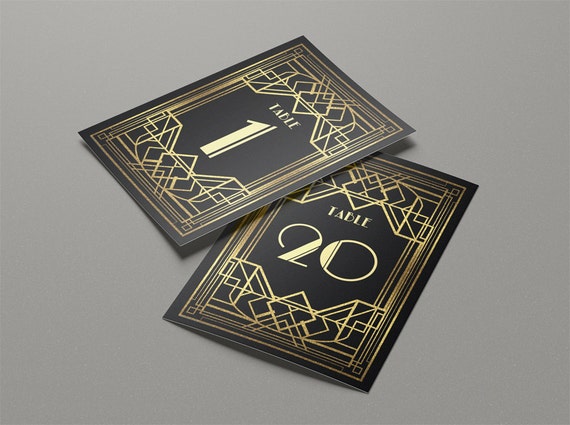 Art deco wedding table cards printable table numbers templates, gold glitter table signs, gatsby table numbers 1-30 instant download elegant Il_570xn