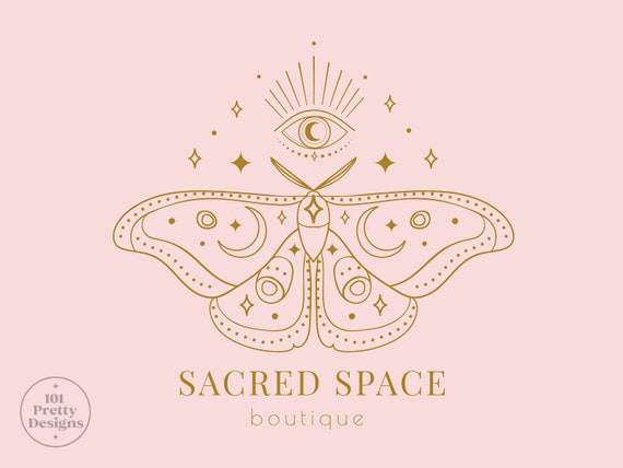 Mystic logo design moth logo design spiritual logo boutique logo butterfly logo design premade logo eye esoteric logo magic boho logo Il_570xn