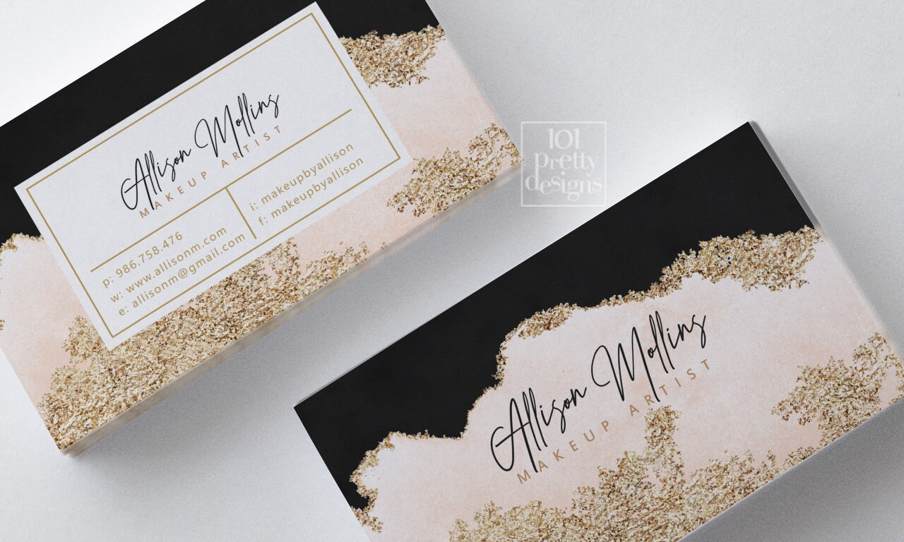 Gold glitter business card design printable business card gold Etsy