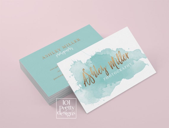 watercolor business card template rose gold printable business etsy watercolor business cards