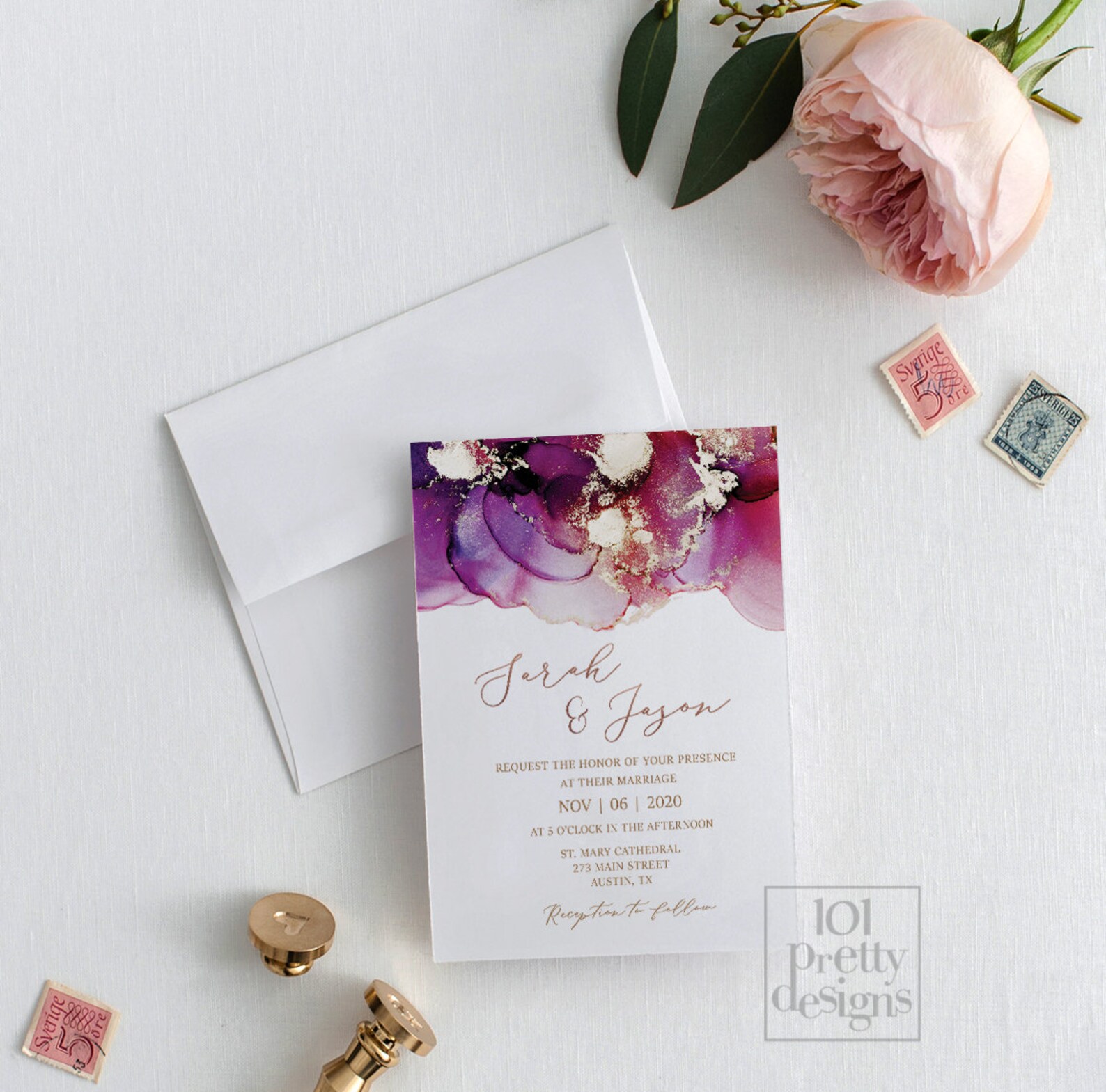 Watercolor Wedding Invitation Printable Wedding Invitation | Etsy