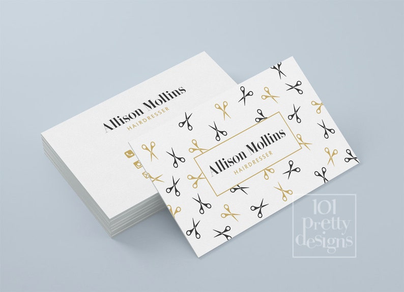 Hairdresser Business Card Design Golden Business Card Etsy