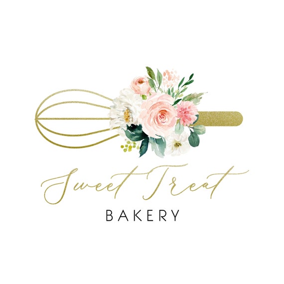 Baking Logo Design Bakery Logo Design Blush Gold Logo Premade Logo Whisk Logo Gold Logo Pastry logo design Cake Cupcake Sweets logo chef Il_570xn
