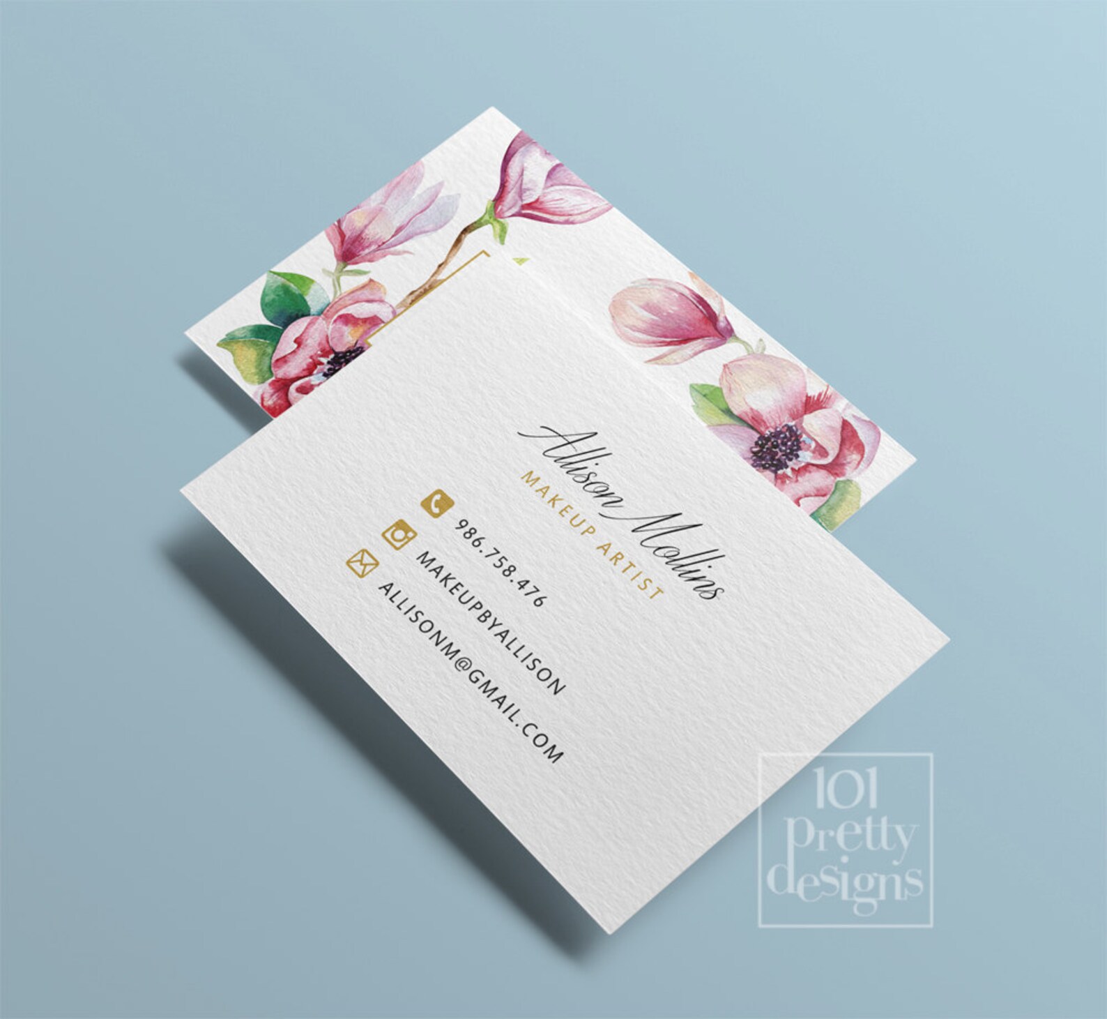 Floral business card design flowers business card printable Etsy