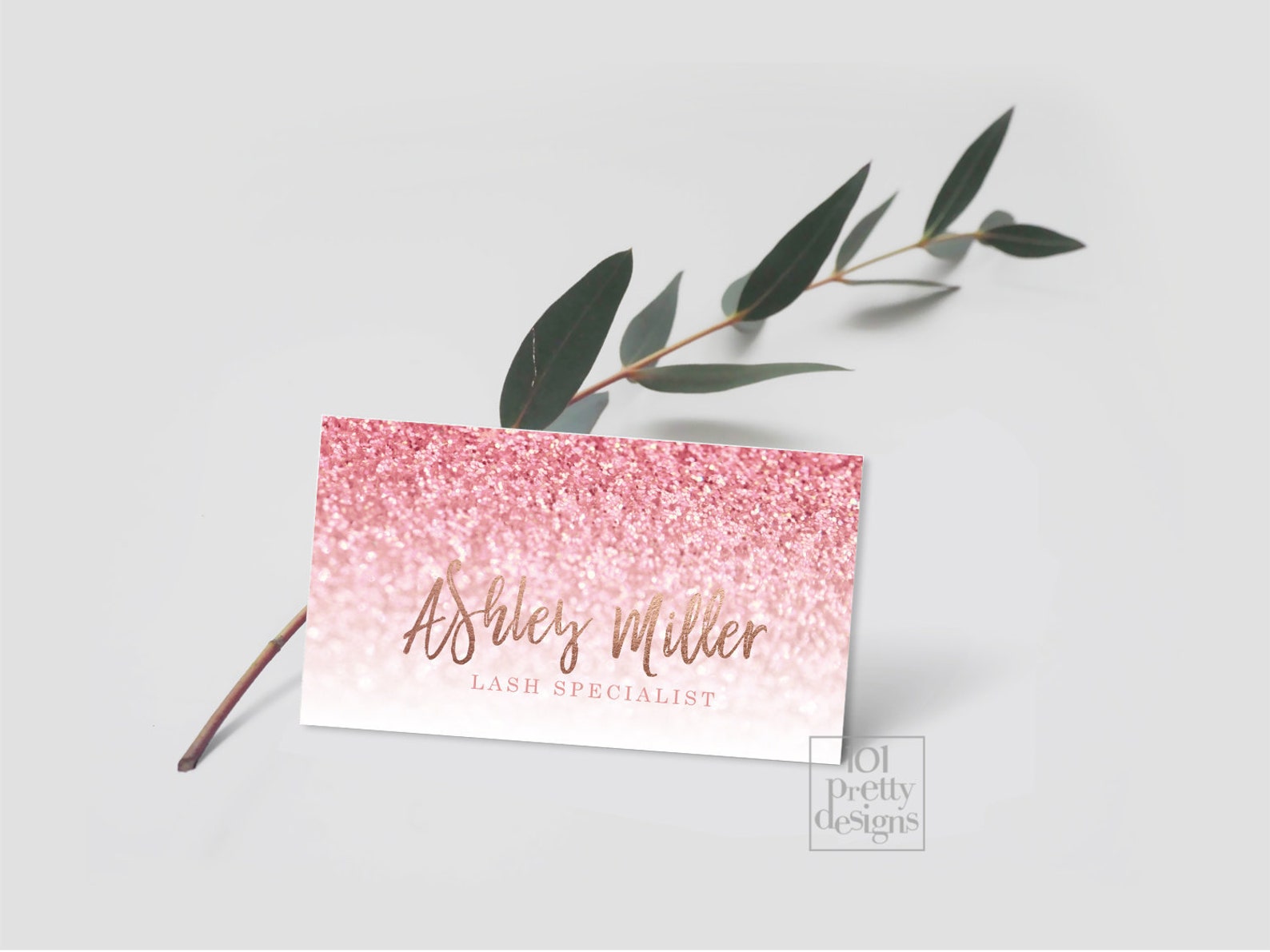 Pink Glitter Business Card Design Printable Business Card Rose Etsy