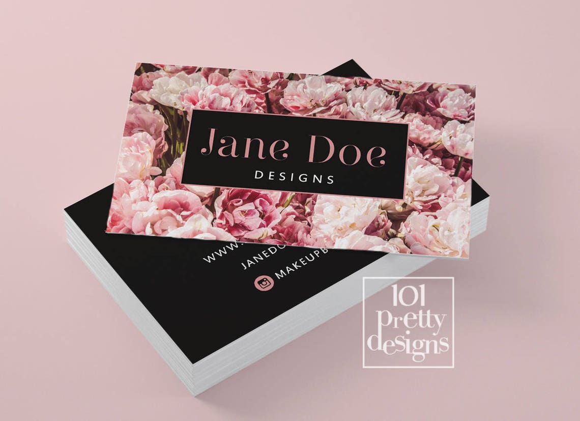 Floral business card design flowers business card template Etsy