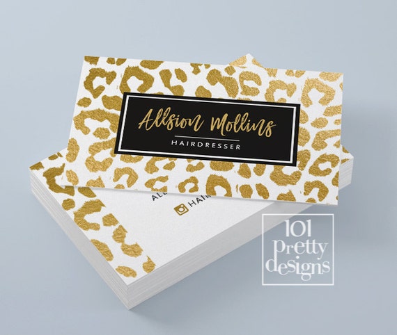 Gold foil workplace card animal print office card style graphic about Printable Gold Paper known as Gold foil enterprise card animal print workplace card design and style