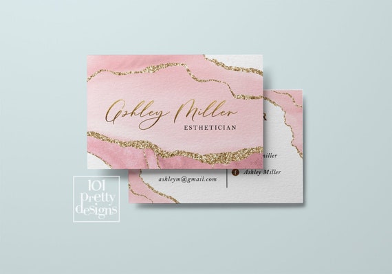 Gold glitter business card design printable business card gold blush watercolor business cards modern business card golden makeup artist Il_570xn