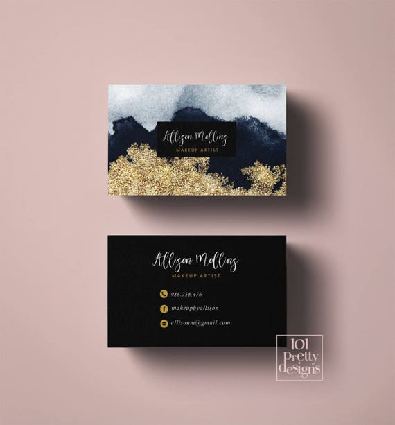 Gold glitter business card design printable business card gold | Etsy