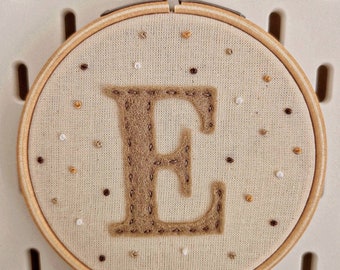 Polka Dot Felt Letter Inital Embroidery Hoop