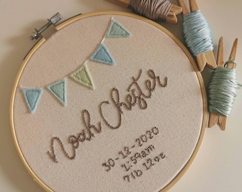 Baby Name Bunting Embroidery Hoop Art